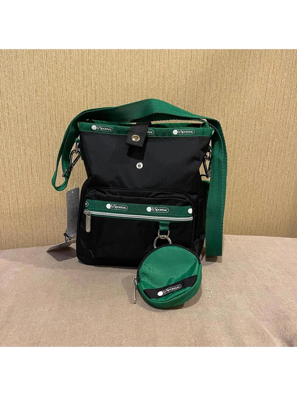 Lesportsac Green-Trim Convertible Bag NWT